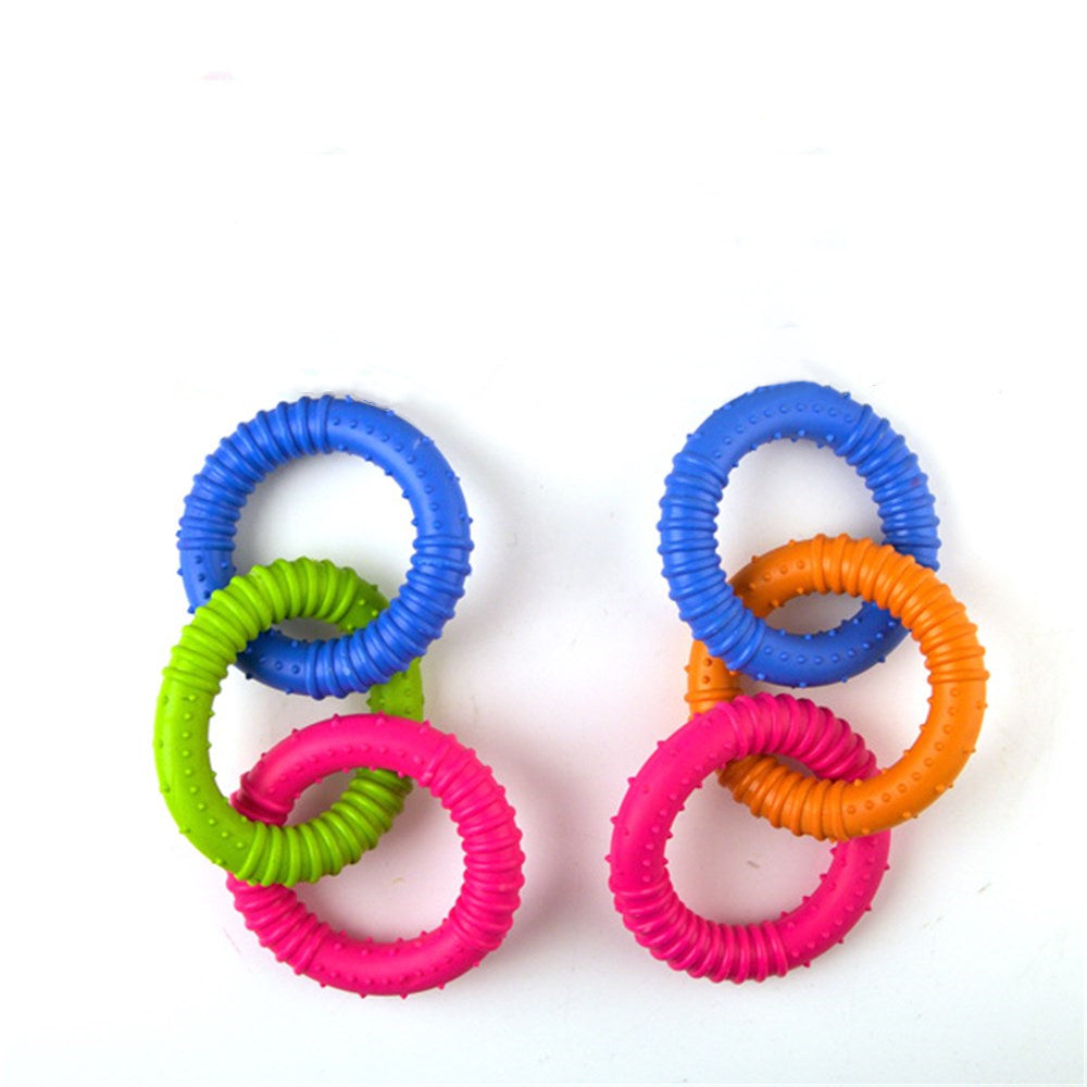 YES4PETS - 5x Small Dog Rubber Tri-Ring Chew Toys - Pet Servo