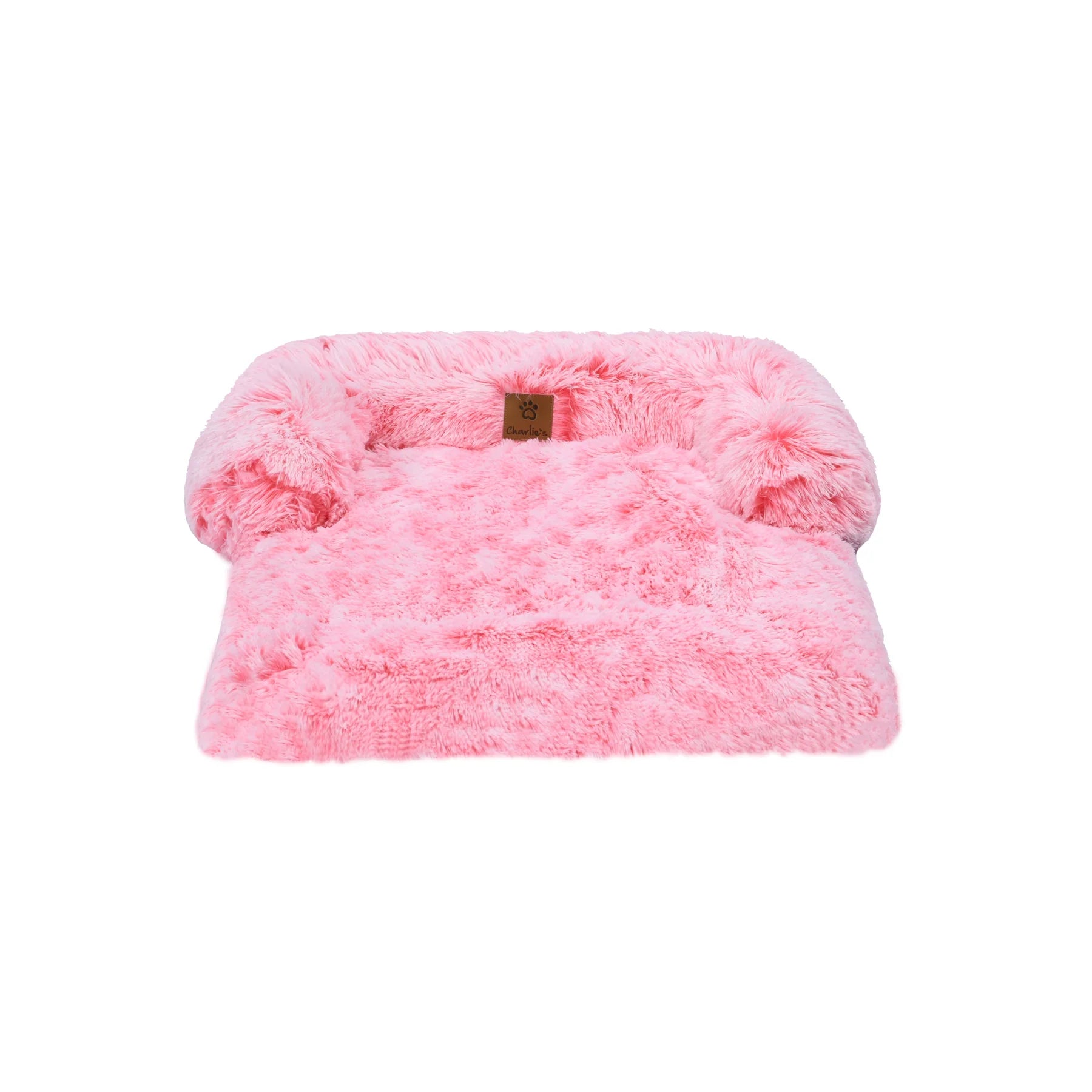 Charlie's - Shaggy Faux Fur Bolster Sofa Protector Pet Bed - Ombre Pink