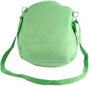 Green plush bag with a strap on a white background at Pet Servo