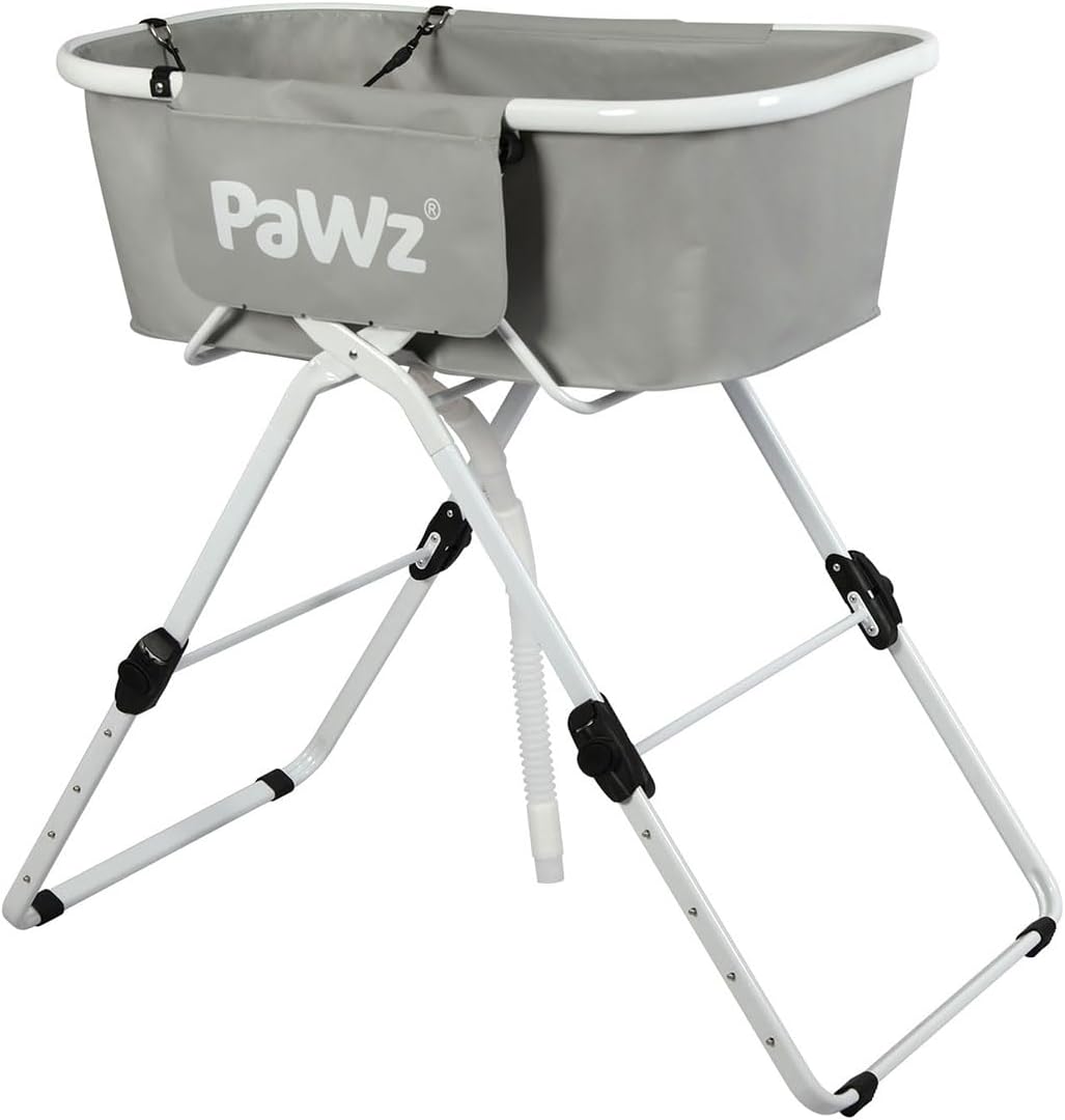 PaWz - Foldable Dog Bath Tub, Adjustable Height for Small and Medium Size Dogs, cats - Grey