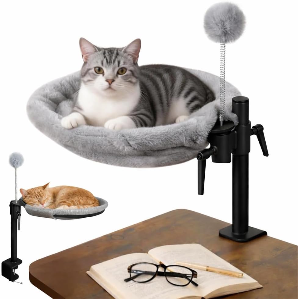 Pawz - Cat Desk Perch 360° Rotating Nest with Height Adjustable Washable Fabrics at Pet Servo