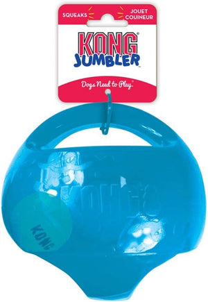 Blue KONG Jumbler toy with packaging on a white background at Pet Servo
