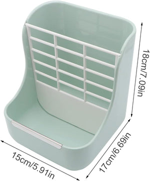 Green dish drainer with white grid design, shown with dimensions on a white background at Pet Servo