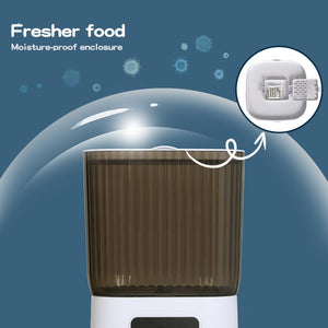 Moisture-proof enclosure with a clear dome and a small inset diagram on a blue background at Pet Servo