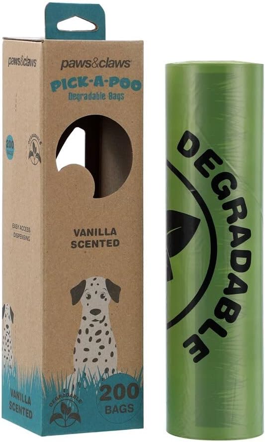 Paws & Claws - 200PK Pick-A-Poo Degradable Dog Waste/Poop Bags Dispenser Vanilla