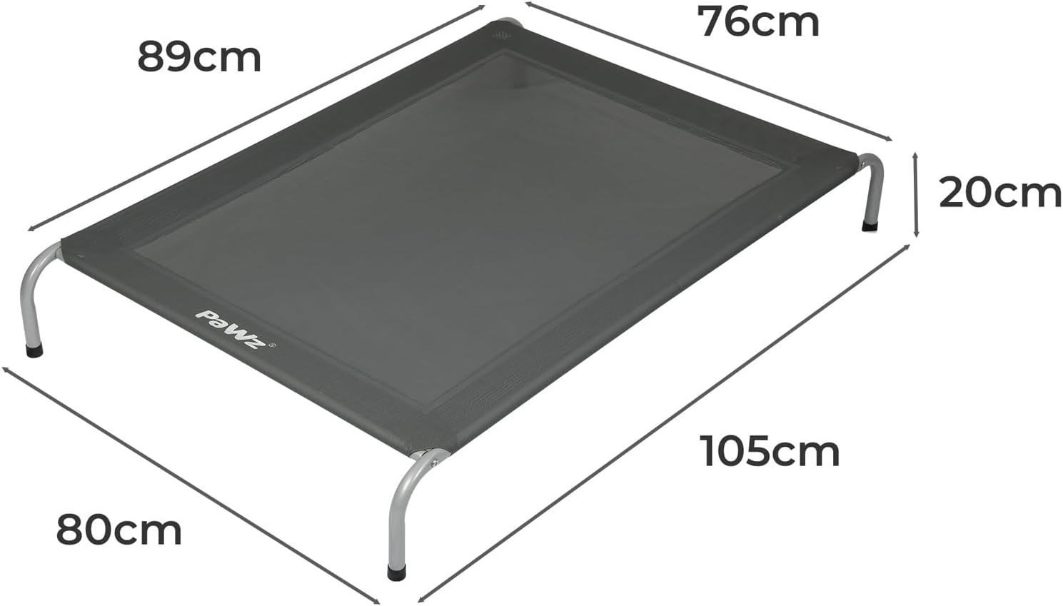 PaWz - Elevated Dog Bed – Raised Breathable Pet Trampoline with No-Slip Feet