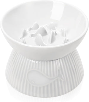 White ceramic bowl with textured base on a white background at Pet Servo