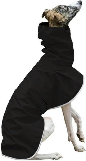 Black Waterproof Fleece Coat for Whippets & Greyhounds - Petservo