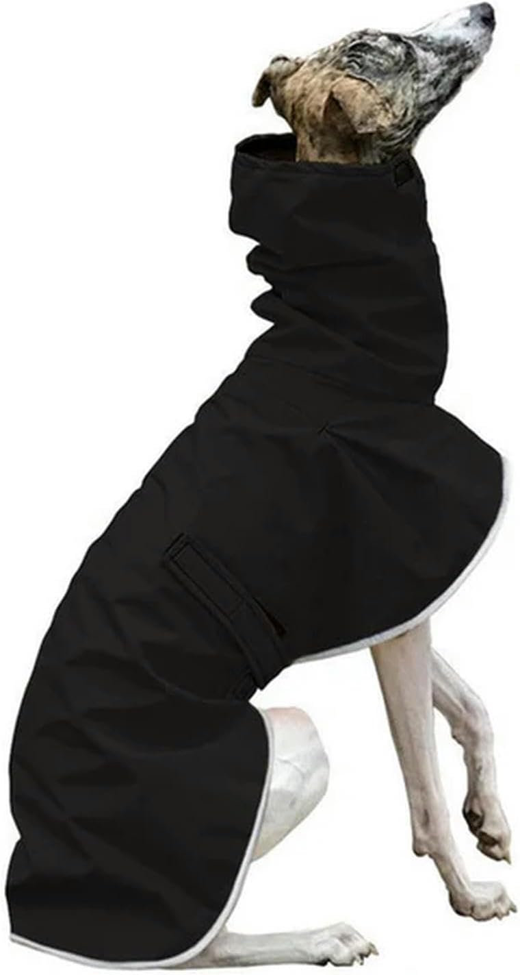 Black Waterproof Fleece Coat for Whippets & Greyhounds - Petservo