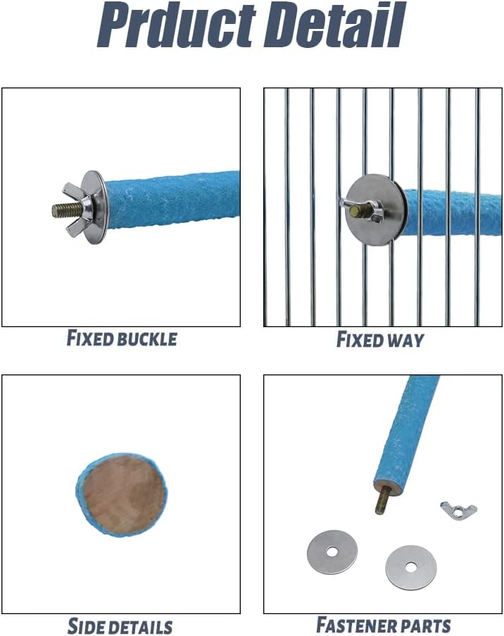 Product detail of a blue cable with fixed buckle, side details, and fastener parts on a white background at Pet Servo