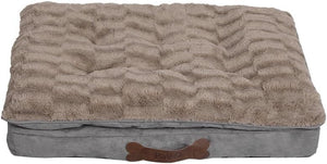 Textured pet bed with a brown bone design on a white background at Pet Servo
