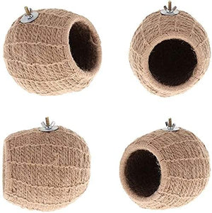 Four woven hamster houses on a white background at Pet Servo