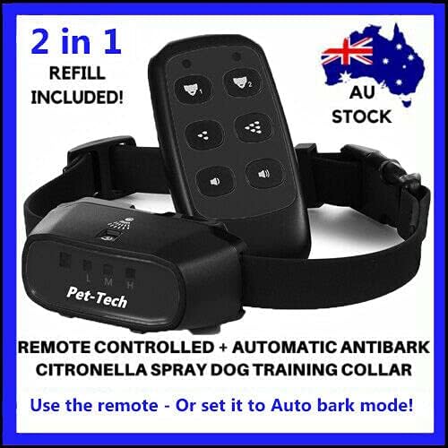 Citronella Spray auto Bark & Remote Training Collar up to 2 Dogs Barking no Shock (1 Collar + 1 Remote + 1 Refill)
