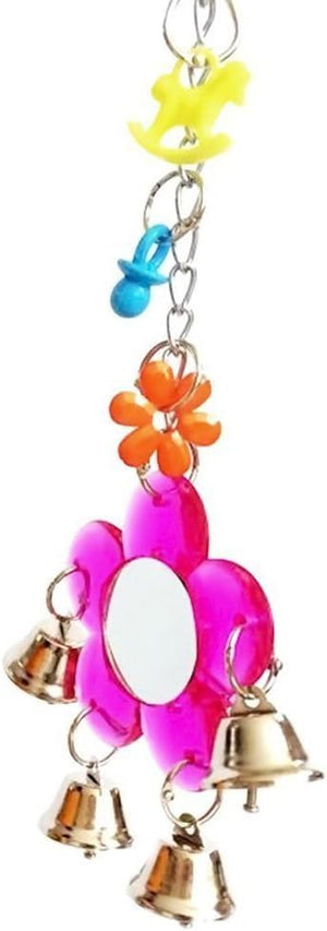 Colorful wind chime with bells and flowers on a white background at Pet Servo