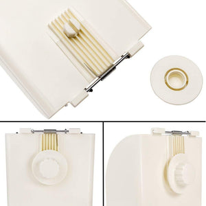 Collage of a white kitchen slicer with close-up details on a white background at Pet Servo