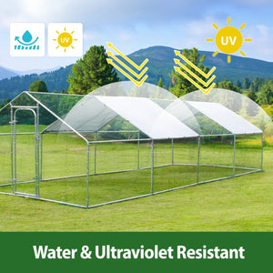 Large Walk-in Pet Chicken Run Coop Cage Rabbit Hutch Ferret House Guinea Pig Enclosure 3 x 8 x 1.95M - Petservo