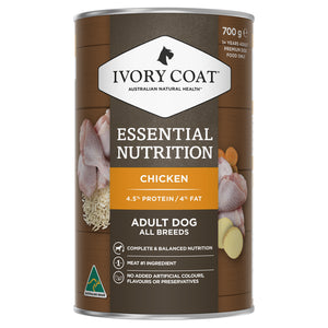 Ivory Coat - Essential 700g Chicken Adult Dog Wet Food - 12 Pack - petservo