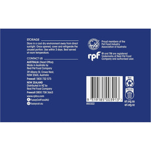 Back of a product label with text, contact information, and symbols on a blue background