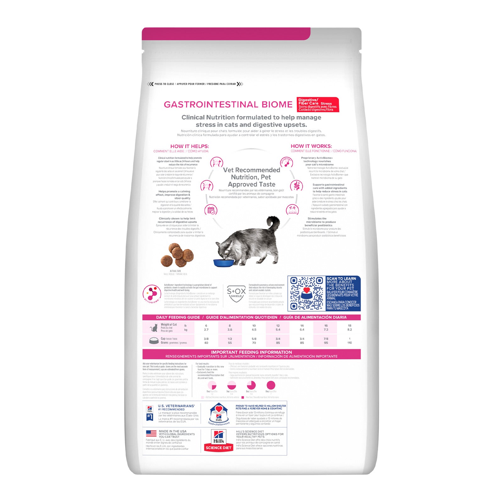 Cat food package with text and images on a white background