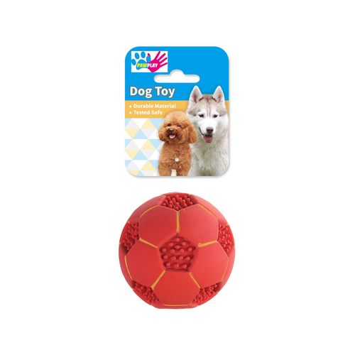 Paw Play - Latex Squeak Nobby Soccer Ball Pet Toy - Red