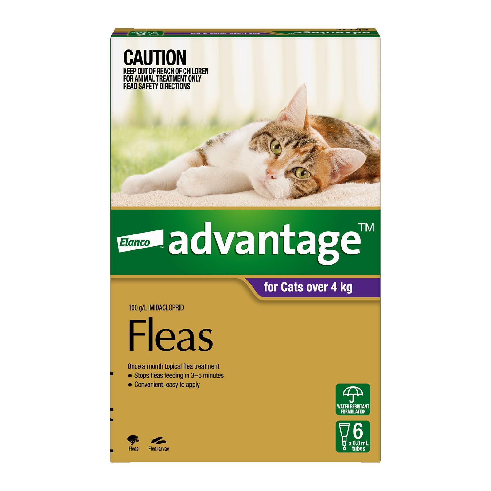 Elanco Advantage flea treatment for cats over 4 kg packaging at Pet Servo