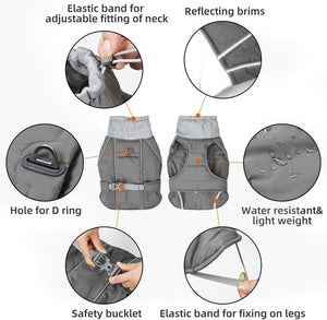 Grey Waterproof Dog Coat - Windproof & Adjustable - Petservo