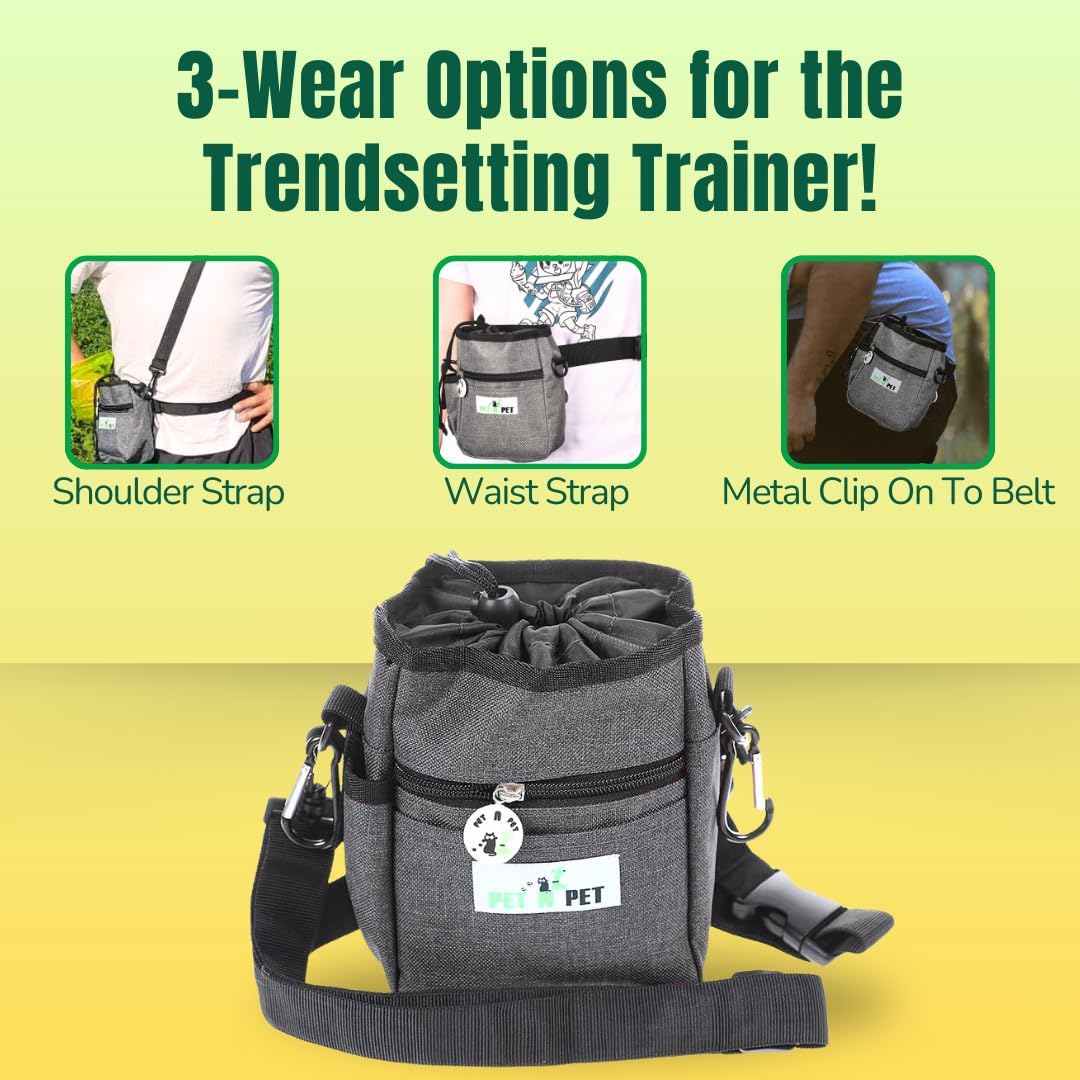 PET N PET - Dog Treat Training Pouch with Poop Bag Dispenser (3 Rolls Included)