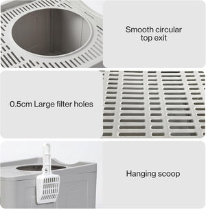 PaWz - Large Anti-Splashing Hooded Enclosed Cat Litter Tray, Plastic Cleaning Scoop at Pet Servo
