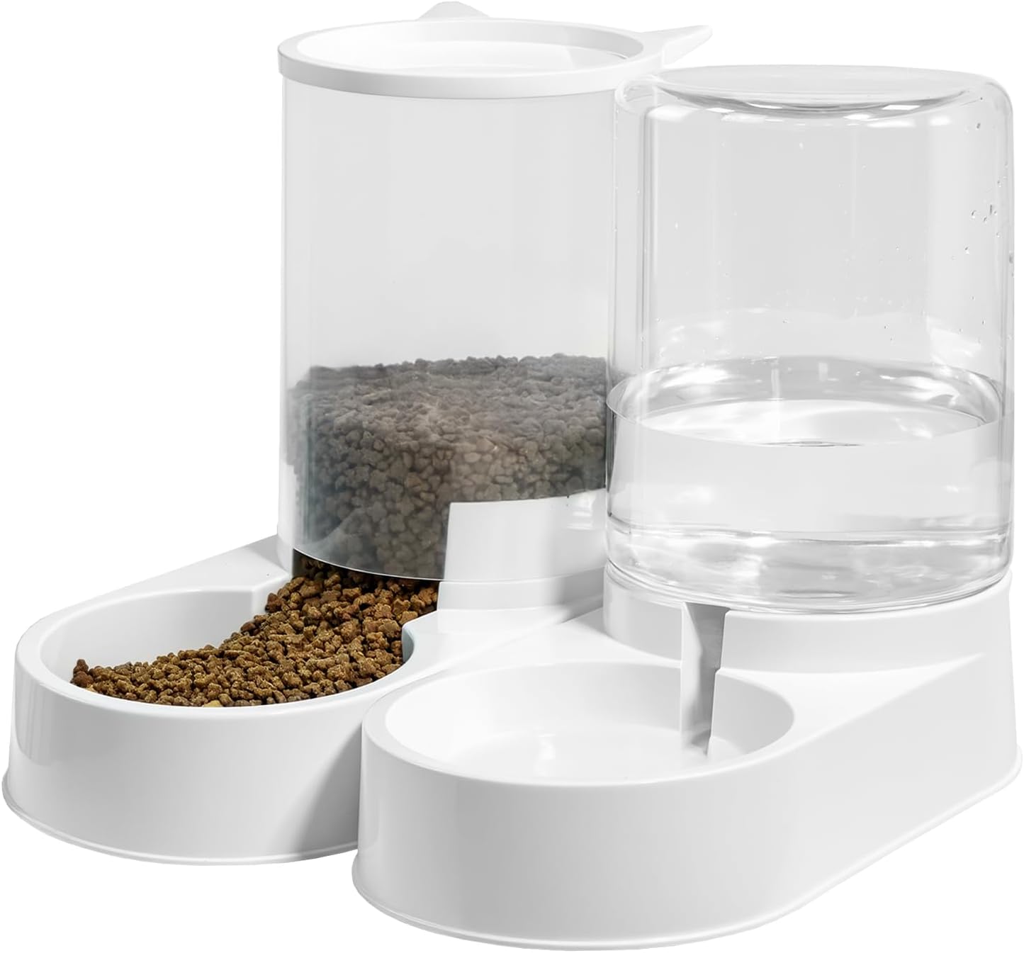 Pet feeding and water station with food and water containers on a white background at Pet Servo