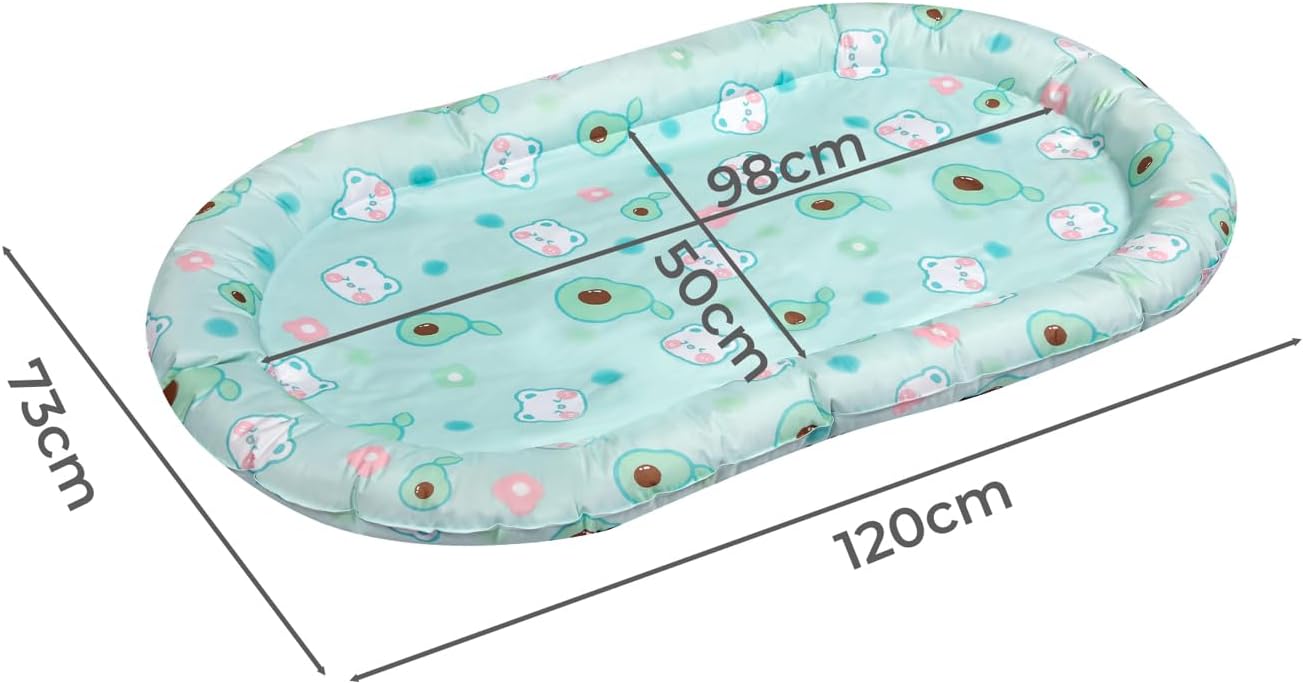 Baby bathtub with cartoon design and measurements on a white background at Pet Servo