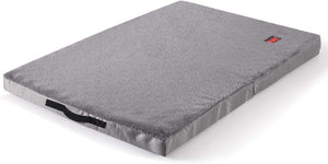 Gray pet bed with a brand logo on a white background at Pet Servo