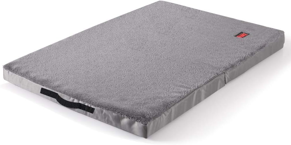 Gray pet bed with a brand logo on a white background at Pet Servo