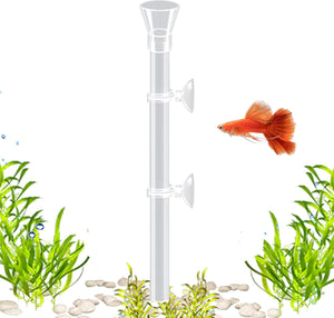Clear aquarium filter with a red fish and green plants on a white background at Pet Servo