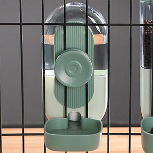 Green pet water fountain against a tiled wall background at Pet Servo