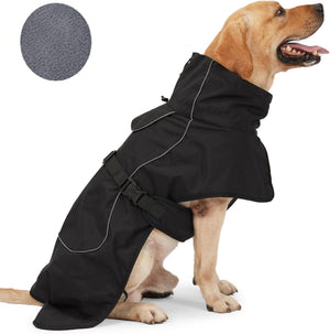 ODSSDAPU - Black Waterproof Dog Coat w/Reflective - Petservo