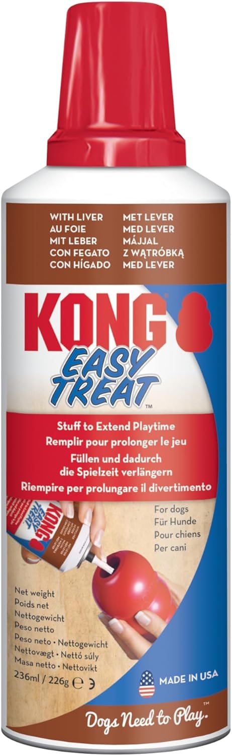 Kong Easy Treat dog toy packaging with red cap and white body at Pet Servo