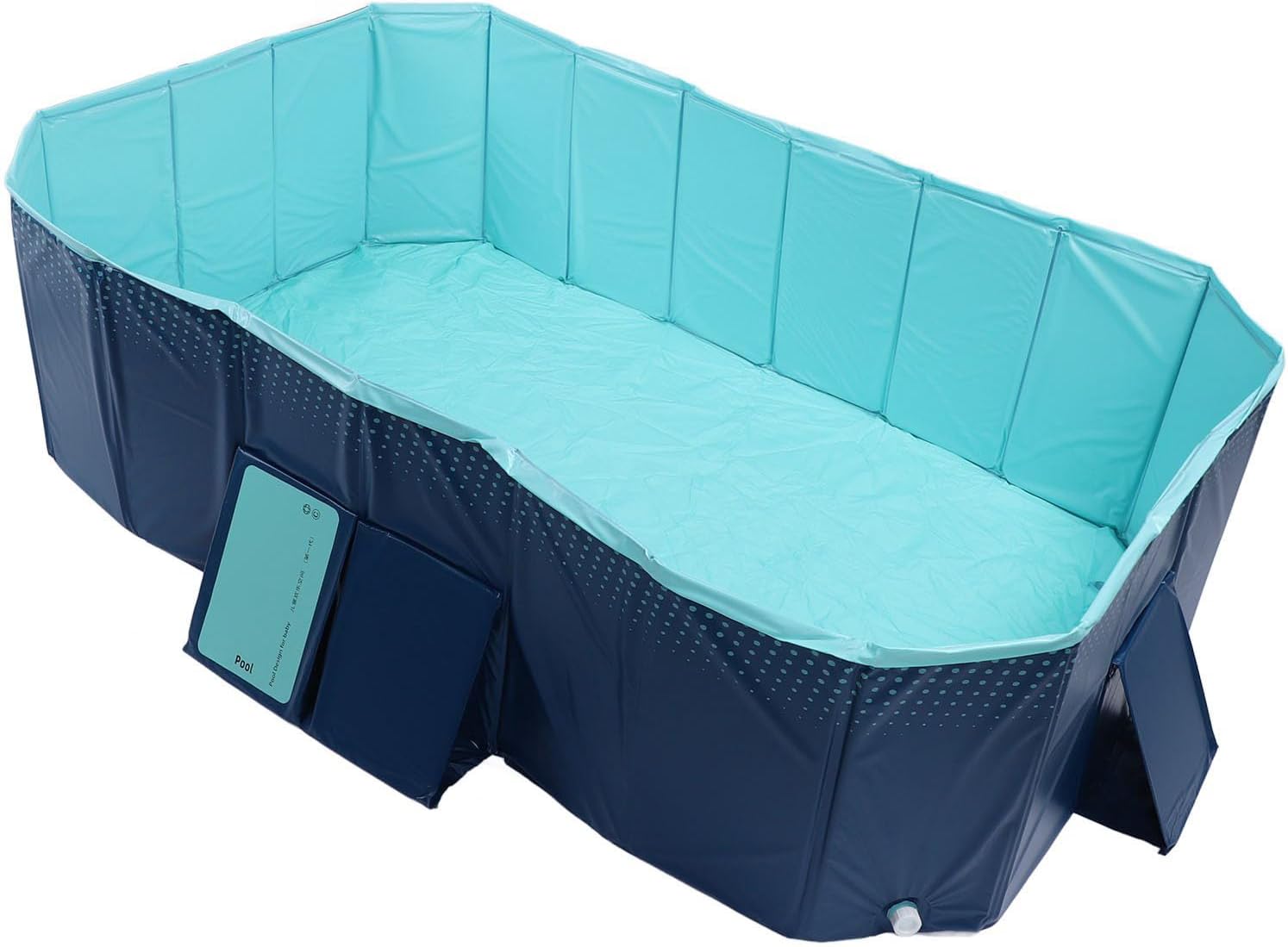 Foldable pool with blue interior and navy exterior on a white background at Pet Servo