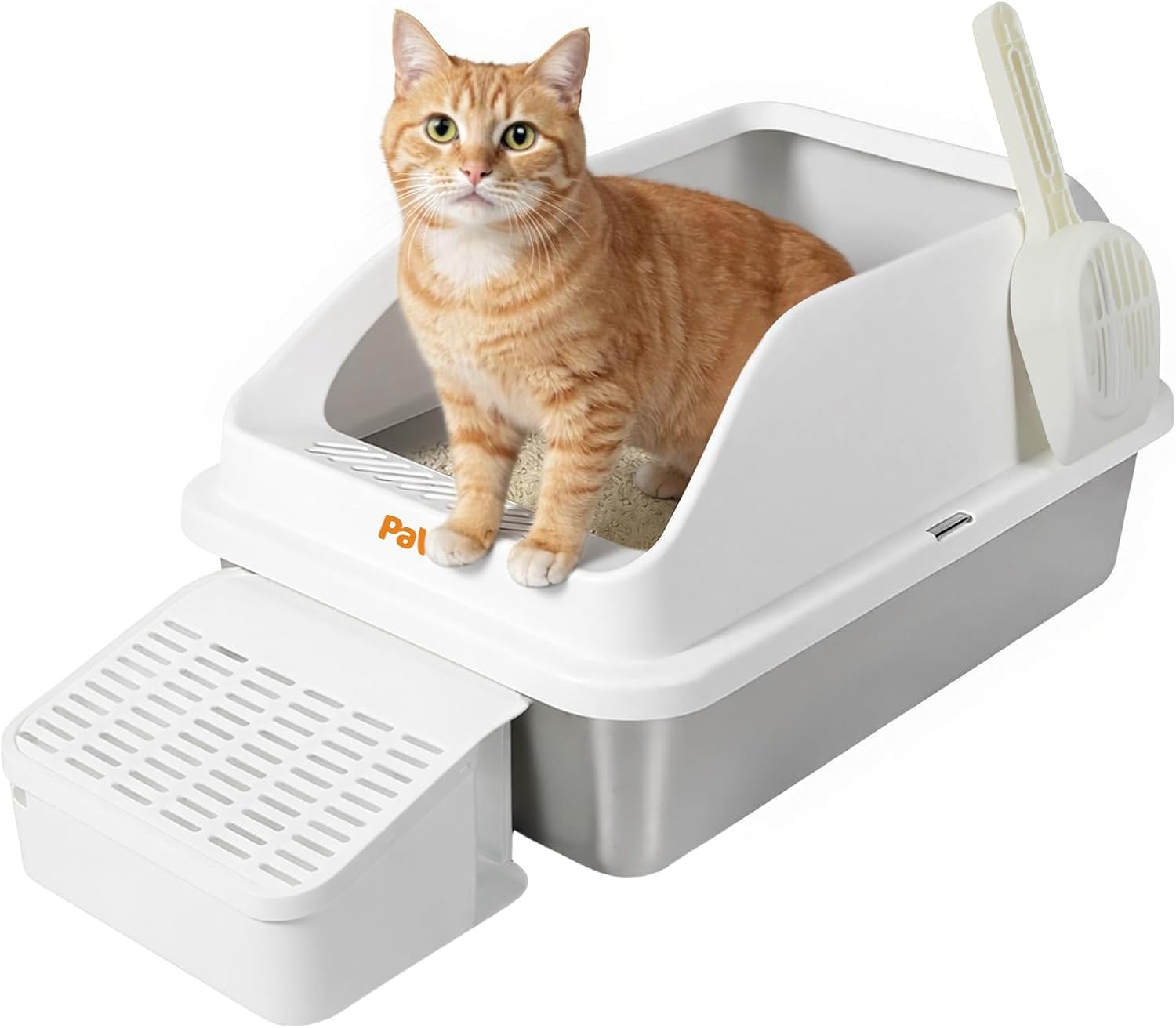 Pawz - 74.4L Anti-Urine Leakage Extra-Large Stainless-Steel Litter Box with Lid for Big Cats at Pet Servo