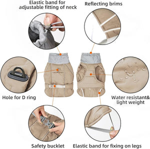 Beige Waterproof Dog Coat - Adjustable - Petservo