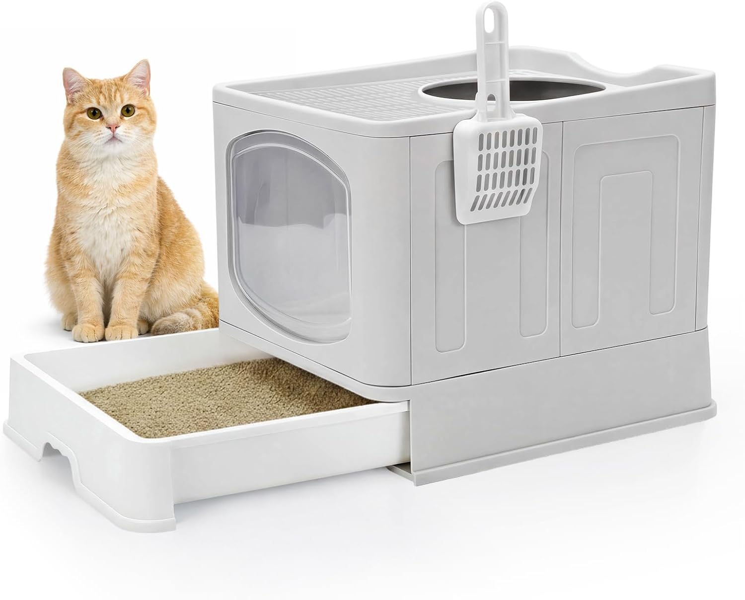 PaWz - Large Anti-Splashing Hooded Enclosed Cat Litter Tray, Plastic Cleaning Scoop at Pet Servo