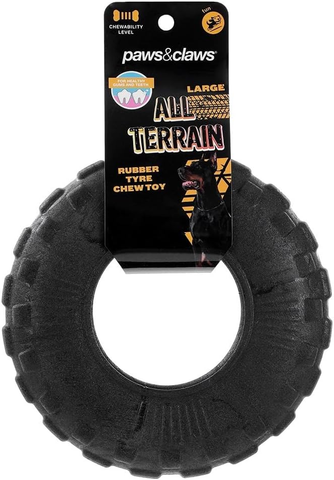 Paws & Claws - All Terrain Rubber Tyre Dogs Chew Toy, Large (3 Pieces)