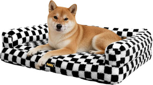 PaWz Rectangle Plush Dog Sofa with Supportive Foam Bolster with Waterproof Lining at Pet Servo