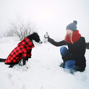 Mtliepte - Red Plaid Dog Hoodie with Hat & Pocket - Petservo