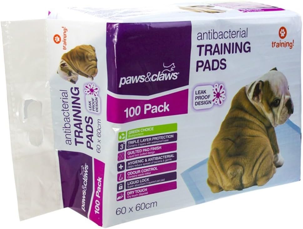 Paws & Claws - Antibacterial Puppy Training Pads, 60 x 60 cm (Pack of 100)