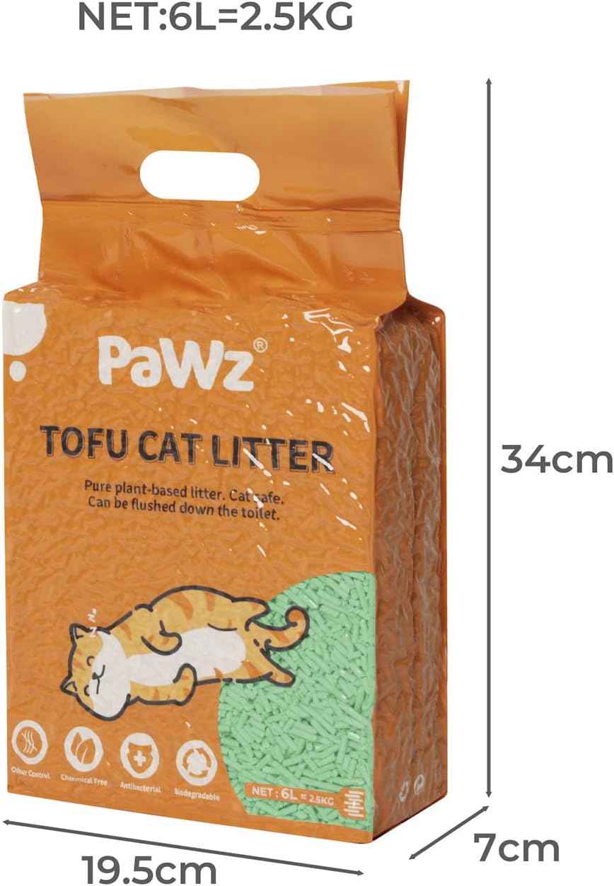 PaWz - Tofu Cat Litter Clumping, Ultra Absorbent and Fast Drying (Natural Green Tea) at Pet Servo
