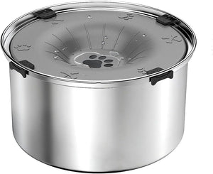 Stainless steel container with lid on a white background at Pet Servo