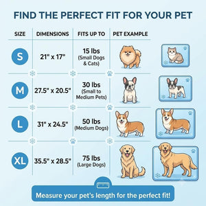 Pbed - Self Cooling Ice Silk Bed Mat for Small, Medium, & Large Pets, Blue at Pet Servo