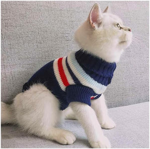 GHAOSG - Blue Stripe Puppy & Kitten Knit Sweater - Petservo