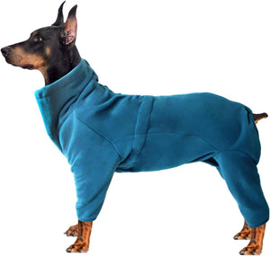 Turquoise Fleece Dog Jacket for Winter Warmth - Petservo