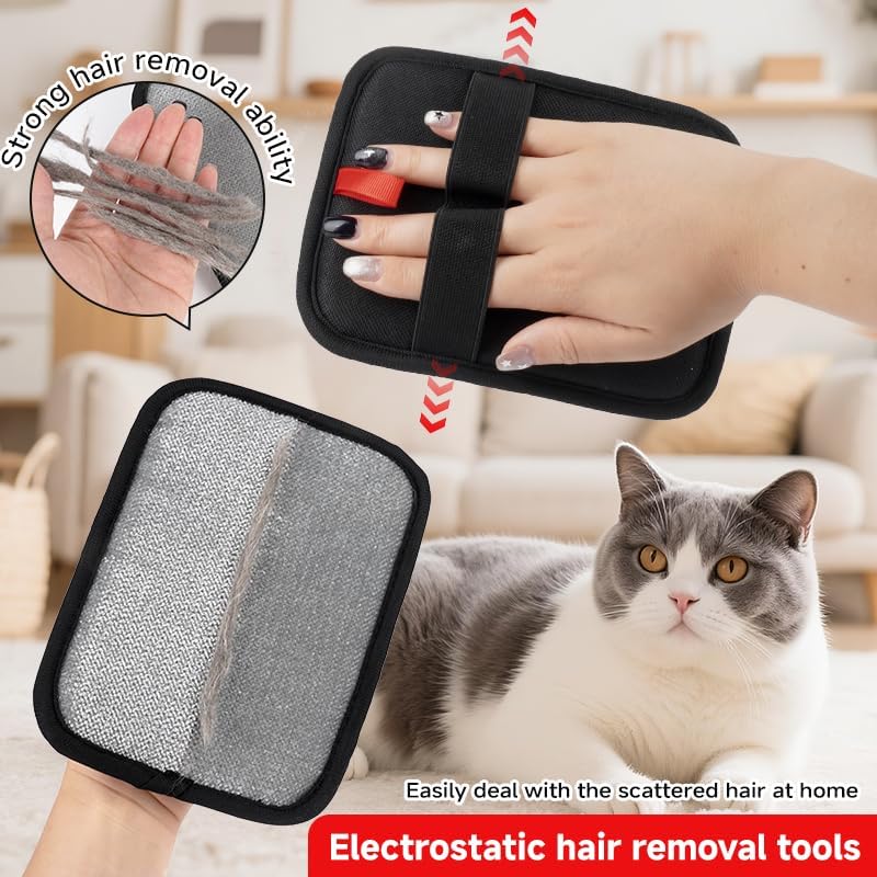 Electrostatic hair removal tool with a cat in the background at Pet Servo